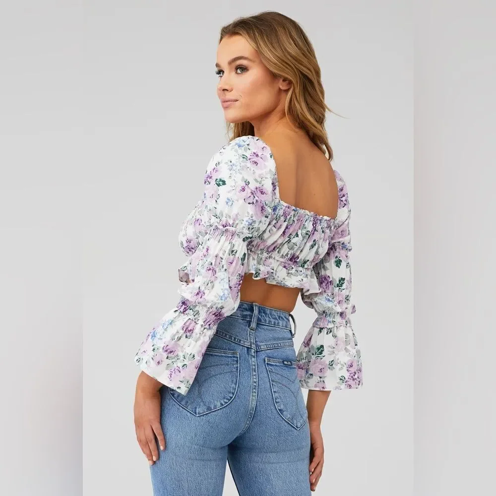 Rays For Days Women's Tanya Cropped Floral Top Size Medium